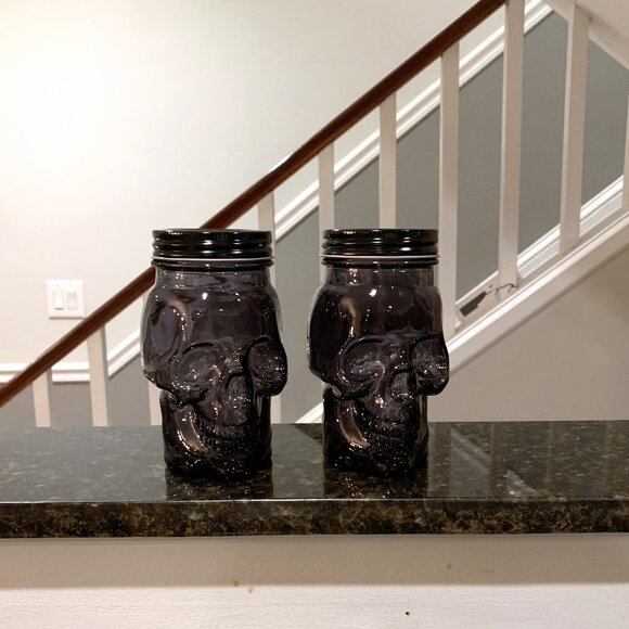 Set of 4 Glass Skull Jars Skeleton Candy Dish NEW Halloween Decor Target 2024 - Picture 7 of 8